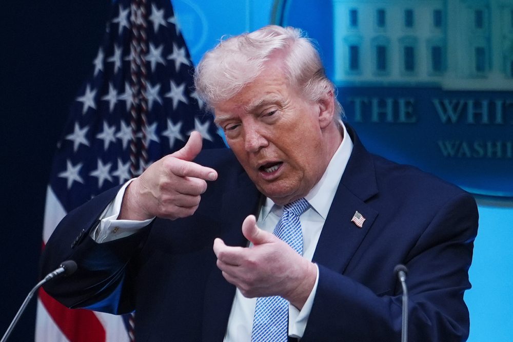 Photos of Trump’s Monday, talking Iran at Easter Egg Roll and mimicking a sniper in the press room