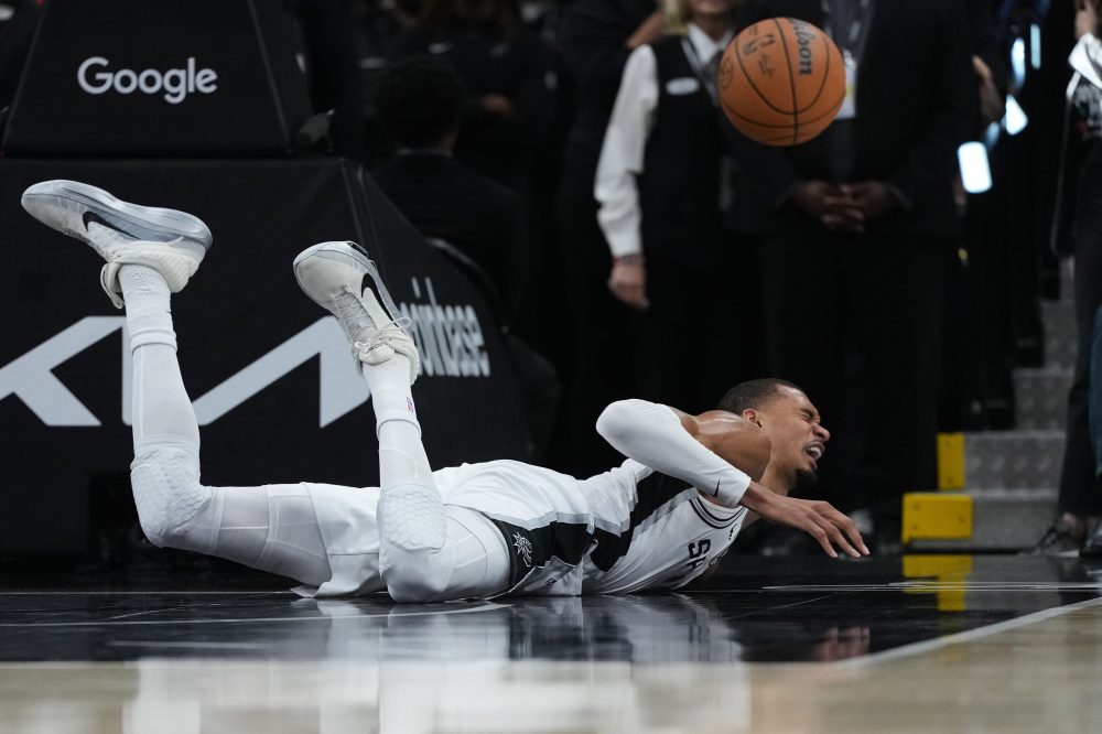 Victor Wembanyama will travel with the Spurs to Portland but his Game 3 status remains uncertain