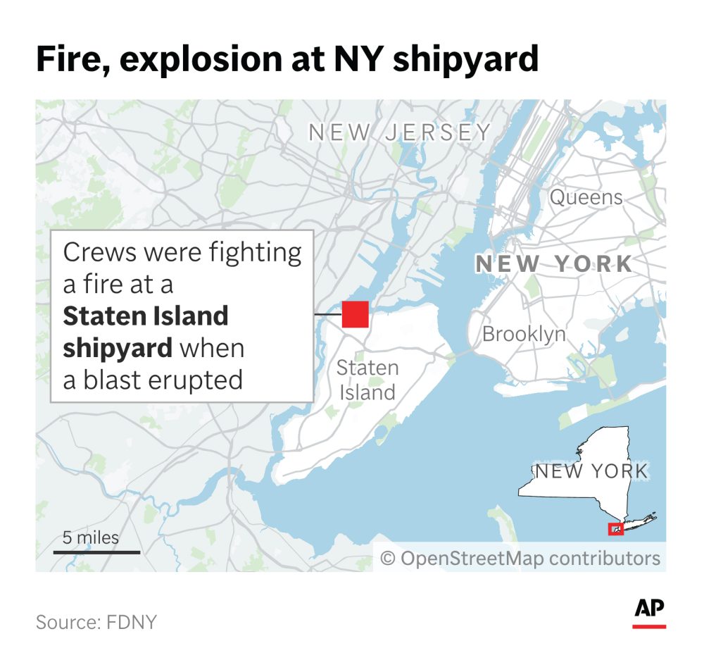 1 person has died after blast at New York City shipyard that also injured 36 people, officials say.