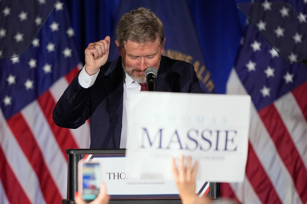 The Latest: Trump scores another win against Republican rival with Rep. Thomas Massie’s primary loss