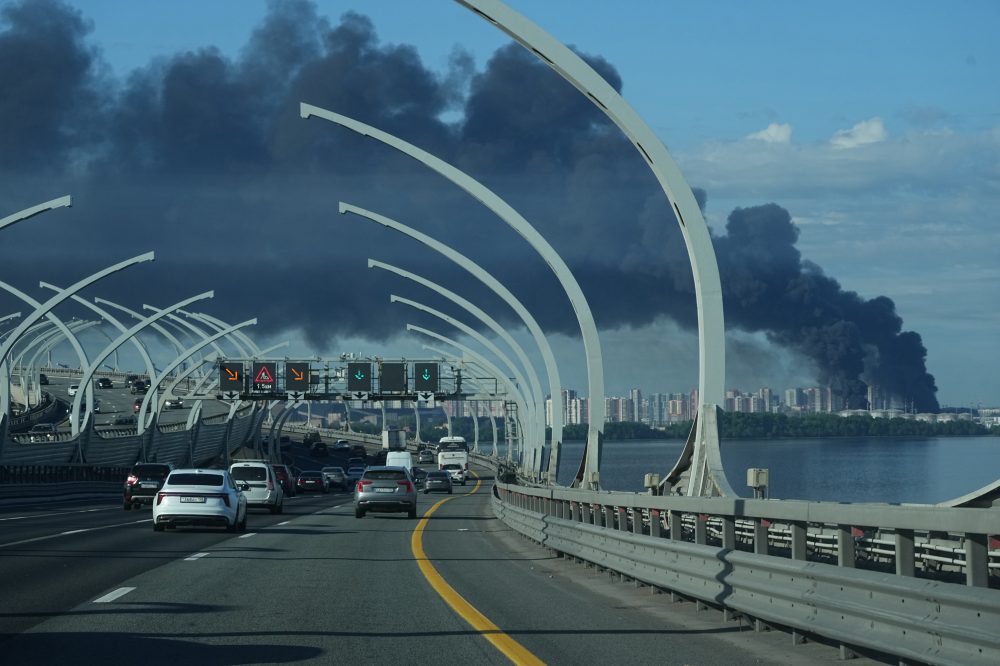 Ukraine’s drone strikes set a gloomy tone for Putin’s economic showcase