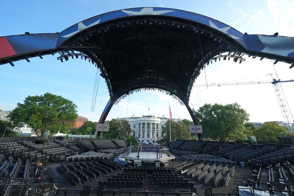 An octagon on the White House lawn for Trump’s 80th birthday and the nation’s 250th, in photos