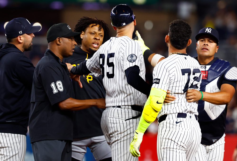 Benches clear in Pirates-Yankees game after Santana shouts at Caballero