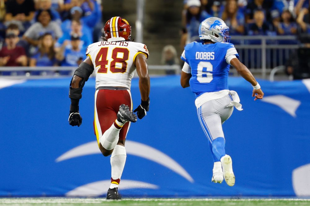 Dobbs overcomes two turnovers with long TD run as Lions beat Commanders, 17-13